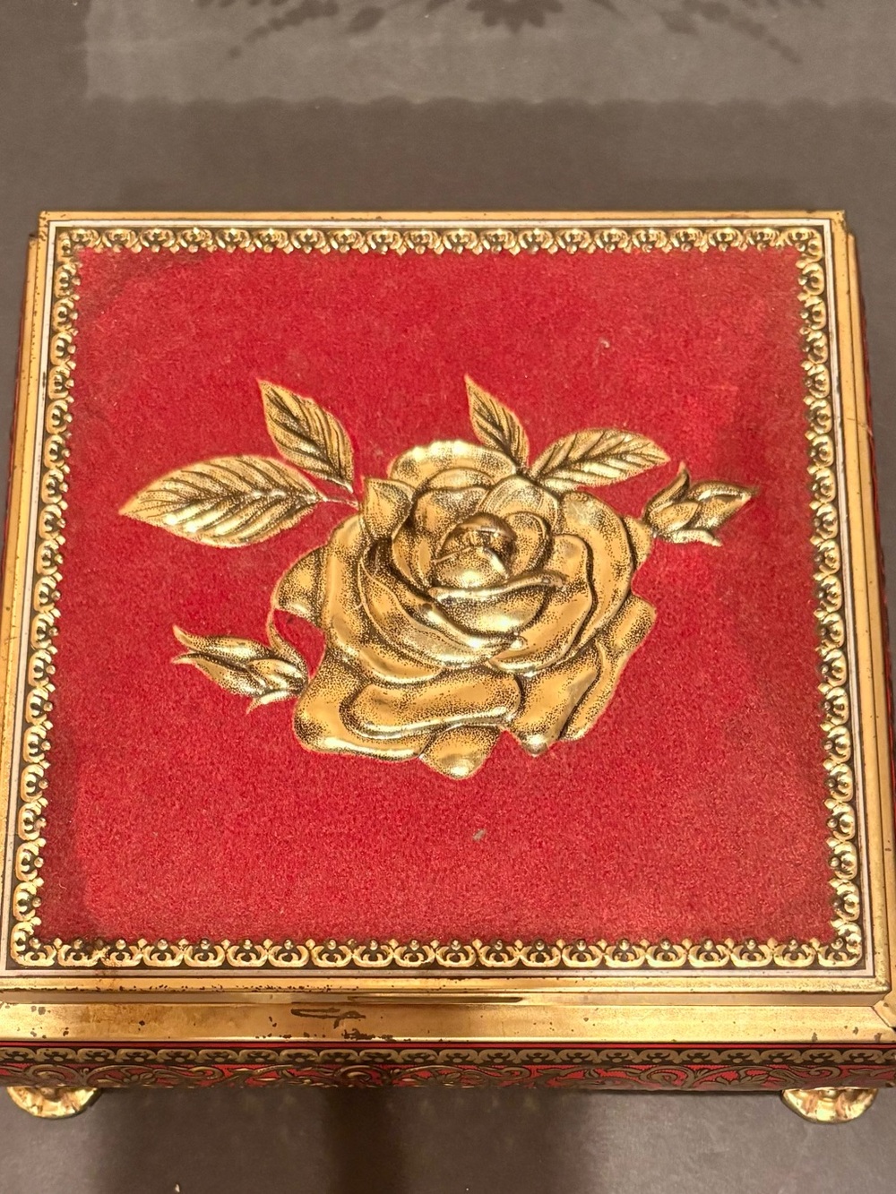 Vintage Blue Bird Confectionery Limited Rose Embellished Jewelry Box